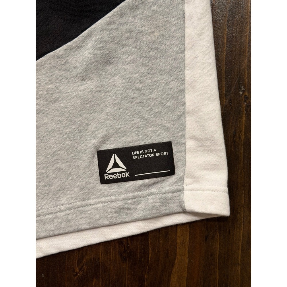 Reebok Mens Colorblock Sweat Shorts Black White Grey Large - Picture 2 of 8